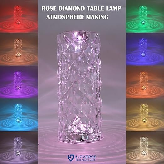 Crystal Table Lamp with Touch Control ? Dimmable LED Bedside Lamp with USB Charging, 3 Color Modes, Modern Diamond Cut Design for Bedroom, Living Room, or Gift