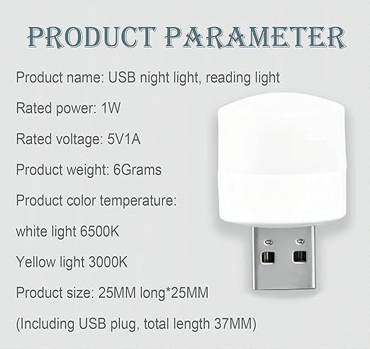 Portable USB Night Light ? Soft LED Lamp for Home, Bedroom, Kids & Travel ? Plug and Play Mini Nightlight for Laptop, Power Bank, USB Socket