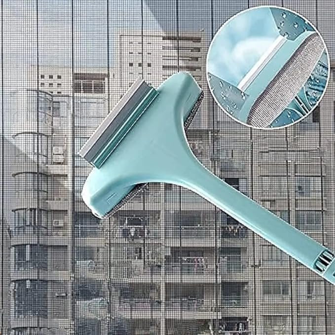 Window Mesh Cleaner | 2-in-1 Screen Cleaning Brush with Soft Bristle & Scraper | Reusable, Washable, Multipurpose Tool for Windows, Screens, Grills & Glass