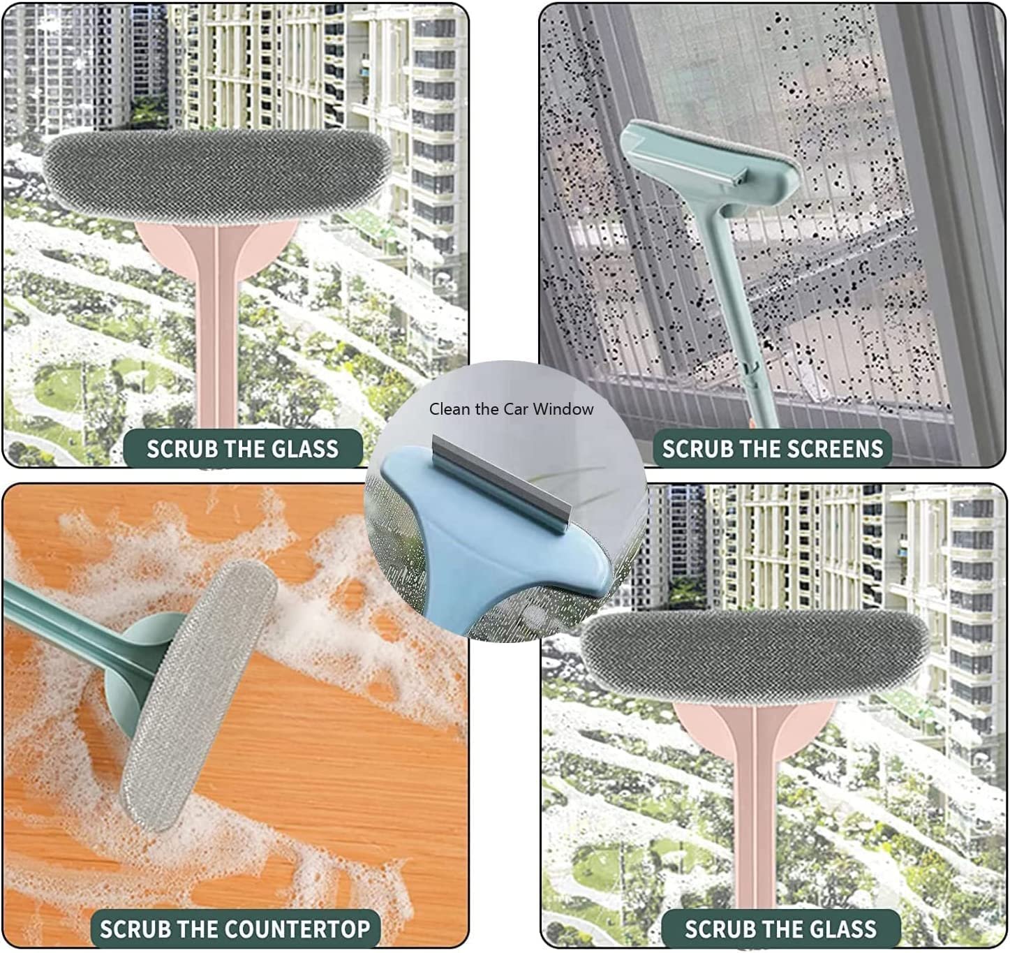 Window Mesh Cleaner | 2-in-1 Screen Cleaning Brush with Soft Bristle & Scraper | Reusable, Washable, Multipurpose Tool for Windows, Screens, Grills & Glass