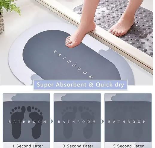 Bathroom Absorbing Mat | Super Absorbent Quick Dry Bath Mat with Anti-Slip Base | Soft & Durable Floor Mat for Bathroom, Toilet, Shower & Entryway