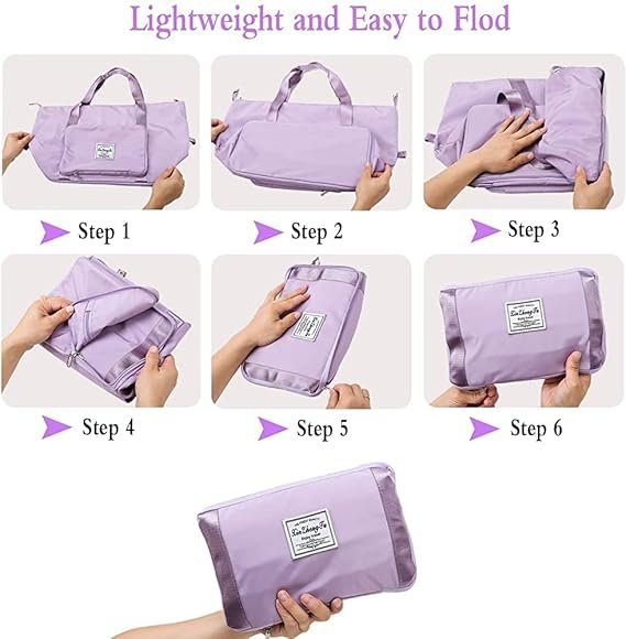 Travel Bag with Pocket | Foldable Lightweight Luggage Duffel with Front Zipper Pocket | Waterproof, Spacious Carry-On Bag for Travel, Gym, and Weekend Trips