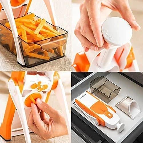 Safe Mandoline Slicer | Adjustable Vegetable Cutter with Hand Guard & Stainless Steel Blades | Multipurpose Slicer for Fruits, Veggies, Salads & Kitchen Prep