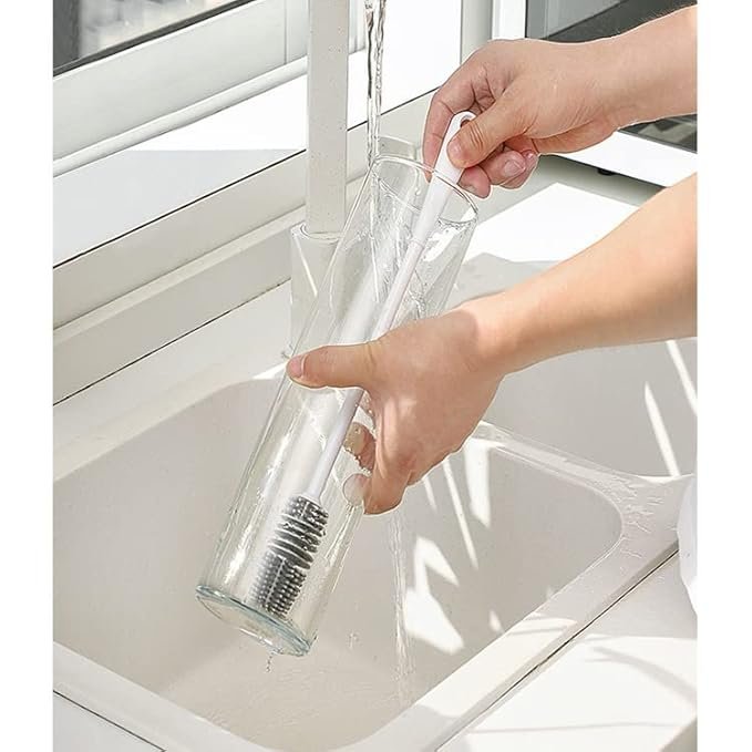 Silicone Bottle Brush | Flexible Long Handle Brush for Cleaning Bottles, Jars, Baby Bottles & Glassware | Non-Scratch, Durable & Dishwasher Safe Bottle Cleaner