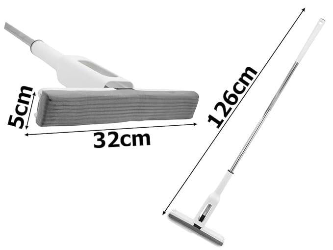 Squeeze Butterfly Mop | Heavy-Duty Self-Wringing Mop with Super Absorbent Sponge Head | Easy Grip Handle & Replaceable Head for Home, Kitchen & Floor Cleaning