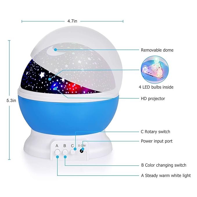 Star Master Night Light Projector | LED Rotating Galaxy Lamp with Stars & Moon Projection | USB/ Battery Powered Night Lamp for Kids Bedroom, Home & Gifts