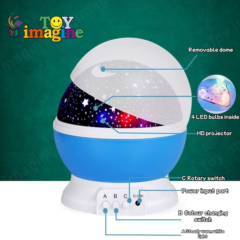 Star Master Night Light Projector | LED Rotating Galaxy Lamp with Stars & Moon Projection | USB/ Battery Powered Night Lamp for Kids Bedroom, Home & Gifts
