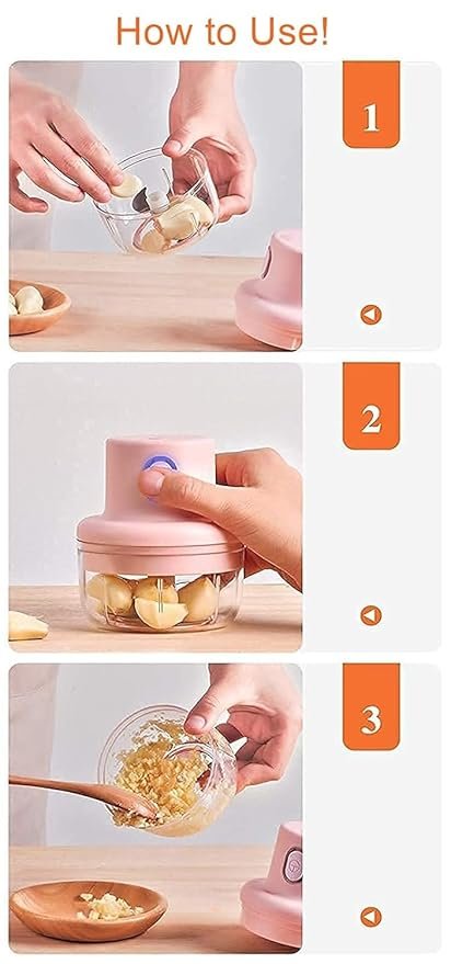 Garlic Cutter 250ML | Manual Mini Chopper with Stainless Steel Blades | Hand-Pull Food Processor for Garlic, Onion, Nuts, Herbs & Baby Food