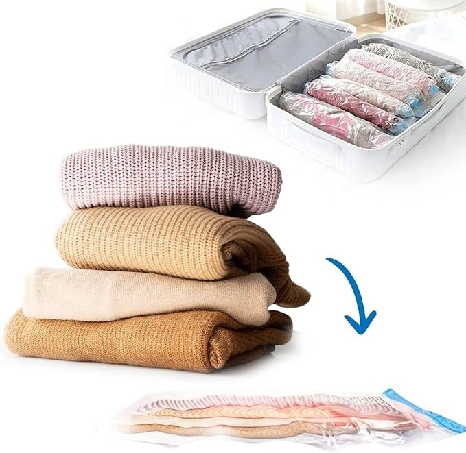 Vacuum Storage Bag | Space Saver Bags with Hand Pump for Clothes, Blankets & Travel | Airtight, Resealable Compression Bags for Home, Luggage & Wardrobe Storage