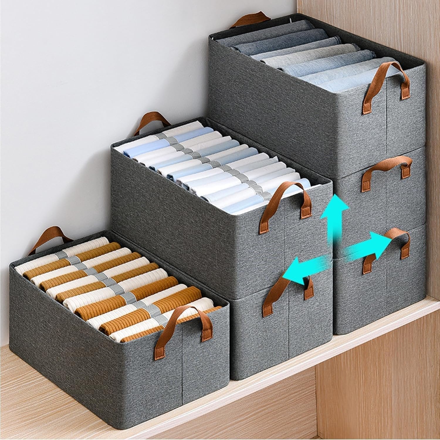 Clothes Storage Box 26L | Foldable Fabric Organizer with Zipper & Handles | Dustproof Storage Container for Clothes, Sarees, Toys & Blankets
