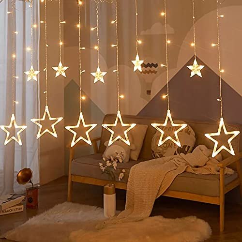 5+5 Star Light String | Decorative LED Star Curtain Lights for Home, Balcony, Wedding & Festive D?cor | USB Powered with Multiple Light Modes