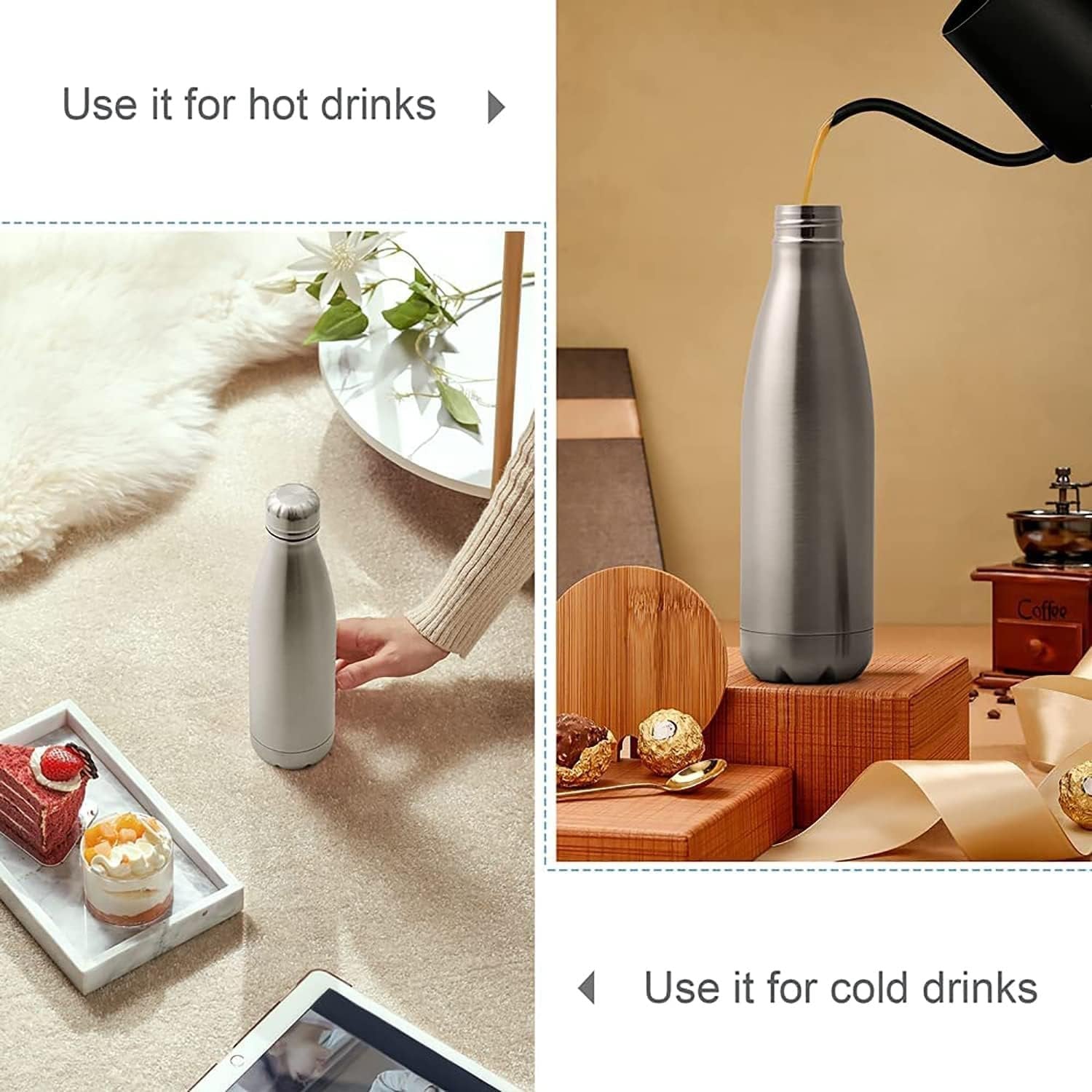 500ML Hot and Cold Water Bottle | Stainless Steel Vacuum Insulated Flask | Leak-Proof Thermos for Travel, Office & Outdoor Use