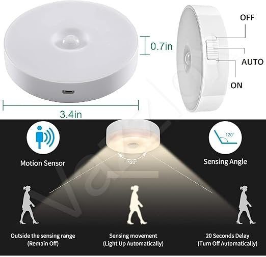 Body Induction Motion Sensor Light ? Rechargeable Wireless LED Night Light with Auto On/Off ? Stick-On Magnetic Wall Lamp for Hallway, Closet, Stair, Bedroom