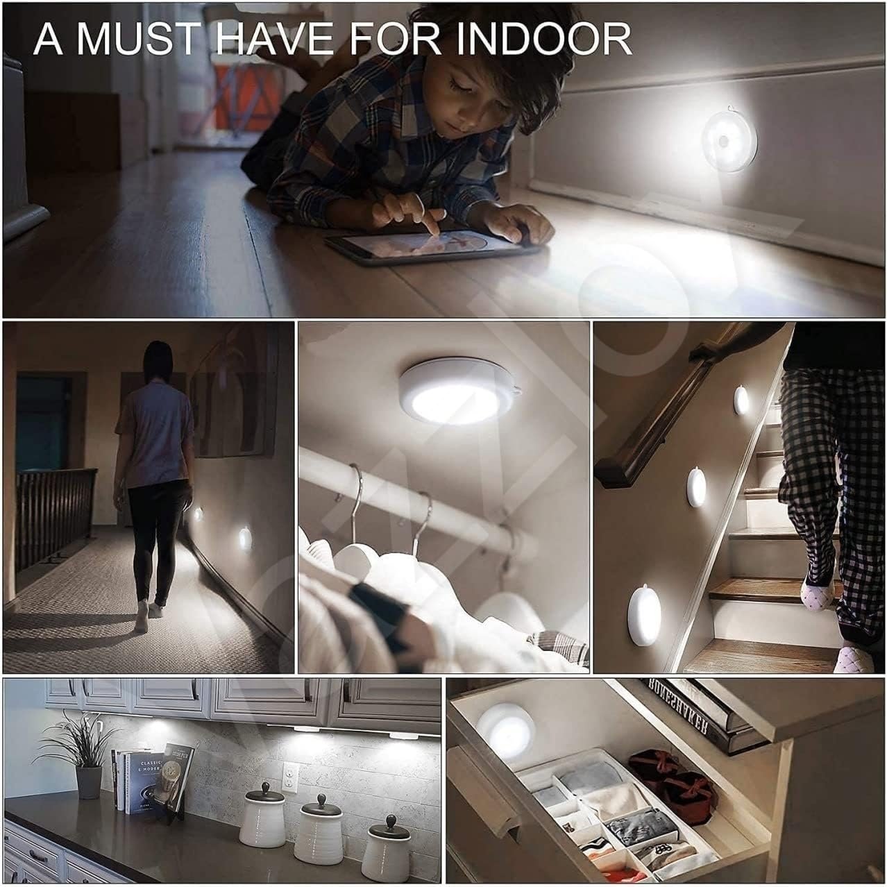 Body Induction Motion Sensor Light ? Rechargeable Wireless LED Night Light with Auto On/Off ? Stick-On Magnetic Wall Lamp for Hallway, Closet, Stair, Bedroom