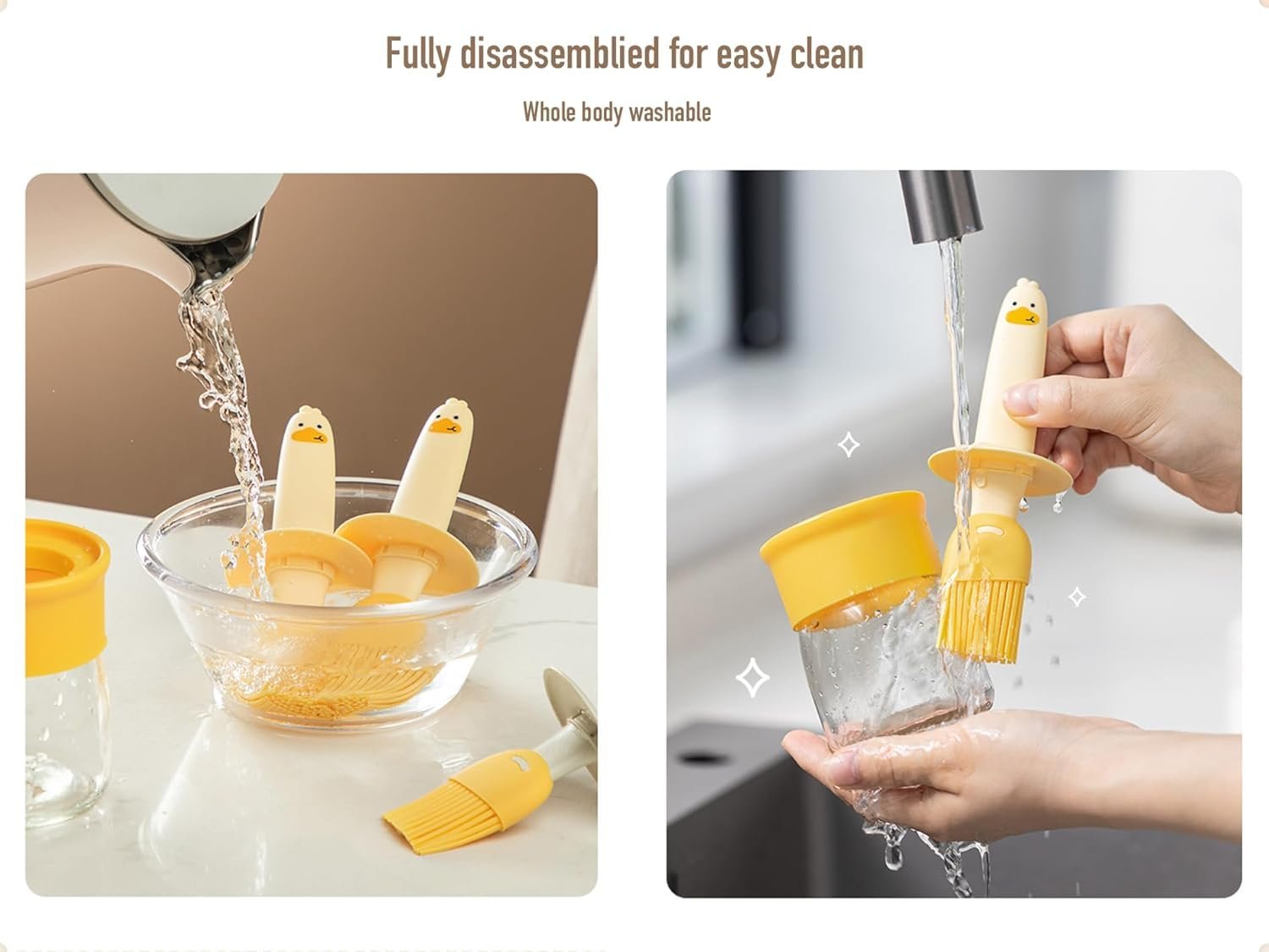 Oil Dispenser Bottle with Silicone Basting Brush ? 2-in-1 Leakproof Cooking Oil Bottle for BBQ, Baking & Kitchen Use ? Easy Squeeze Brush Applicator (250ML)