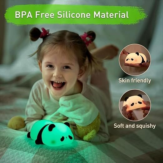 Panda Night Light ? Cute Silicone LED Lamp with Touch Sensor & Rechargeable Battery ? Soft Nursery Night Light for Kids, Baby Room & Bedroom D?cor