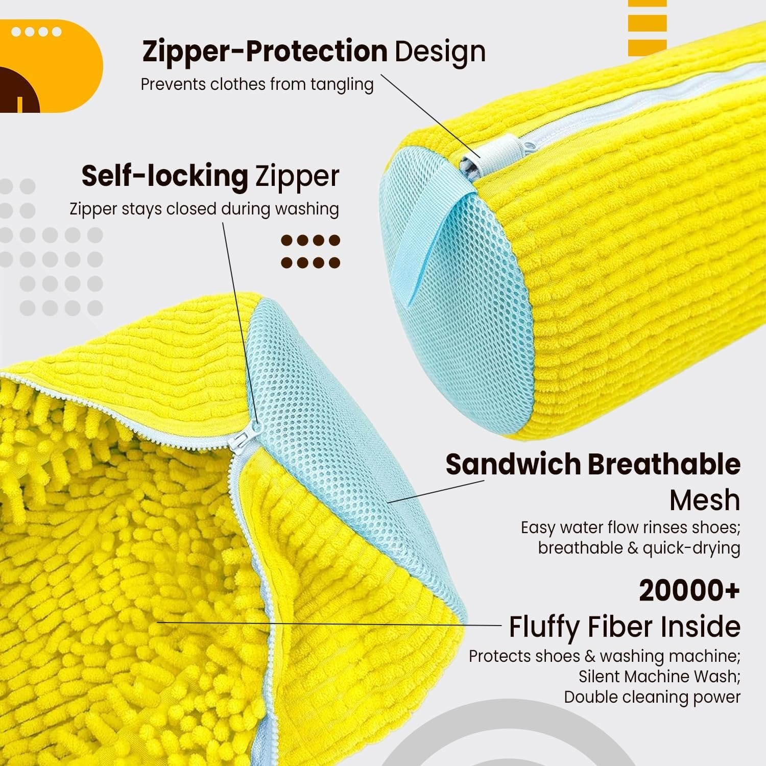 Shoe Washing Machine Bag ? Durable Mesh Laundry Bag for Shoes with Zipper, Protective Sneaker Cleaner Bag for Washer & Dryer, Reusable Wash Bag for Sneakers, Trainers & Delicates