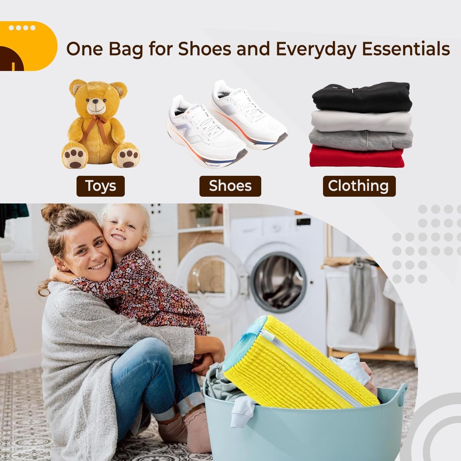 Shoe Washing Machine Bag ? Durable Mesh Laundry Bag for Shoes with Zipper, Protective Sneaker Cleaner Bag for Washer & Dryer, Reusable Wash Bag for Sneakers, Trainers & Delicates