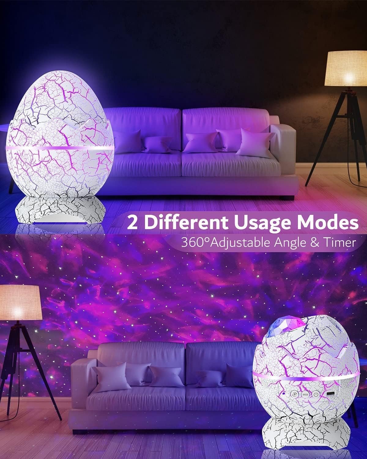Egg Galaxy Projector ? Star Night Light Projector with LED Nebula & Rotating Galaxy Effect, USB Rechargeable, Remote Control, Soothing Night Lamp for Kids & Adults Bedroom Decor