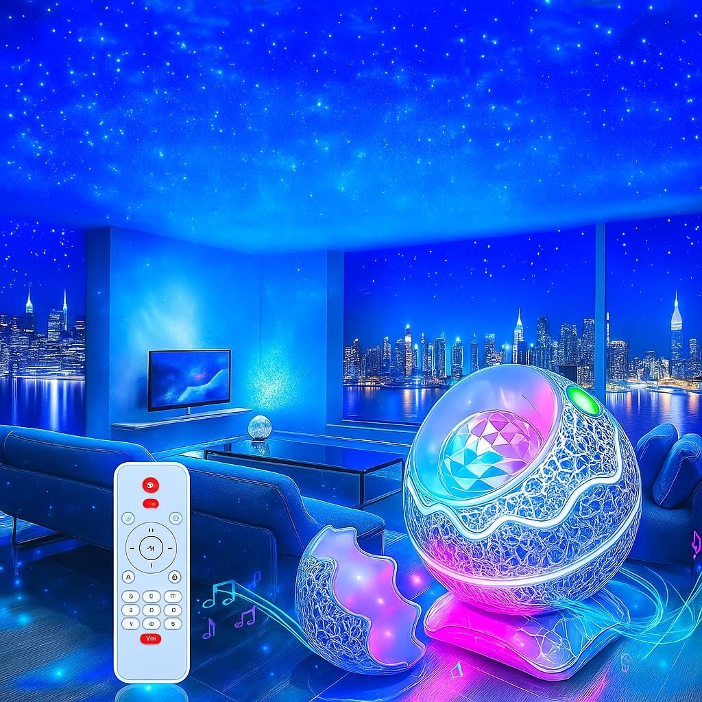 Egg Galaxy Projector ? Star Night Light Projector with LED Nebula & Rotating Galaxy Effect, USB Rechargeable, Remote Control, Soothing Night Lamp for Kids & Adults Bedroom Decor