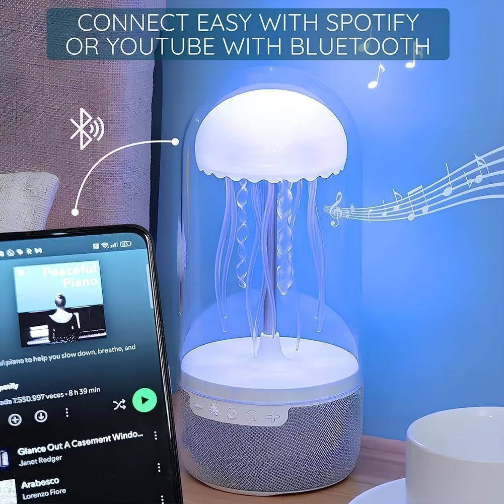 Jellyfish Lamp with Bluetooth Speaker ? LED Color-Changing Aquarium Mood Light, Realistic Floating Jellyfish, Remote Control, USB Powered Night Light for Home, Office & Kids Room