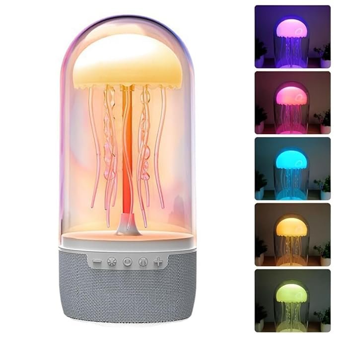 Jellyfish Lamp with Bluetooth Speaker ? LED Color-Changing Aquarium Mood Light, Realistic Floating Jellyfish, Remote Control, USB Powered Night Light for Home, Office & Kids Room
