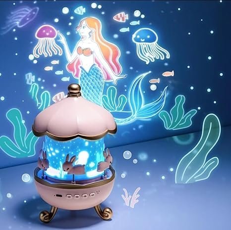 Rechargeable Rabbit Sky Projector ? LED Night Light with Star & Moon Projection, USB Charging, Touch Control, Soothing Rotating Galaxy Light for Kids Room, Nursery & Bedroom Decor