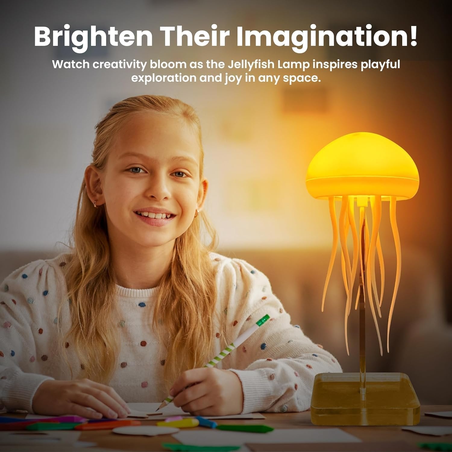 Jellyfish Lamp with Dancing Legs ? LED Mood Light Aquarium with Realistic Floating Jellyfish, Color-Changing Lights, USB Powered Night Lamp for Home, Office & Kids Room