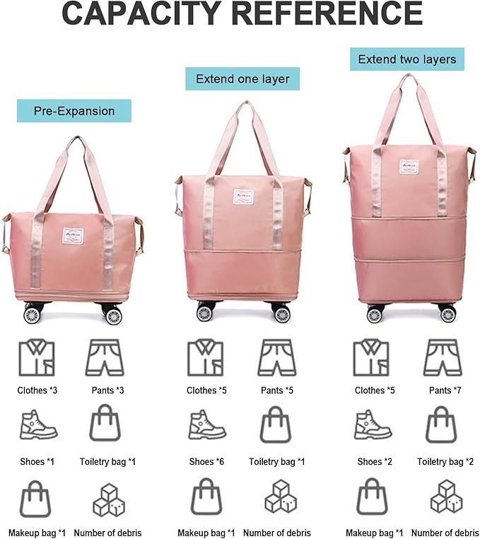 Duffel Trolley Bag ? Large Travel Duffle with Wheels & Telescopic Handle, Lightweight Luggage Bag for Men & Women, Foldable Rolling Weekend & Gym Bag