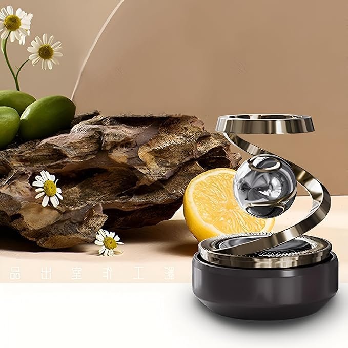 Solar Car Air Freshener ? Rotating Car Dashboard Perfume Diffuser with Fragrance Pads, Solar Powered Aromatherapy Fan for Auto Interior Odor Removal & Fresh Scent