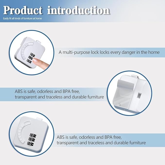 Baby Safety Password Keypad Door Lock ? Self-Adhesive Childproof Lock for Doors & Cabinets, No Drilling, Reusable with Combination Security, Easy Installation