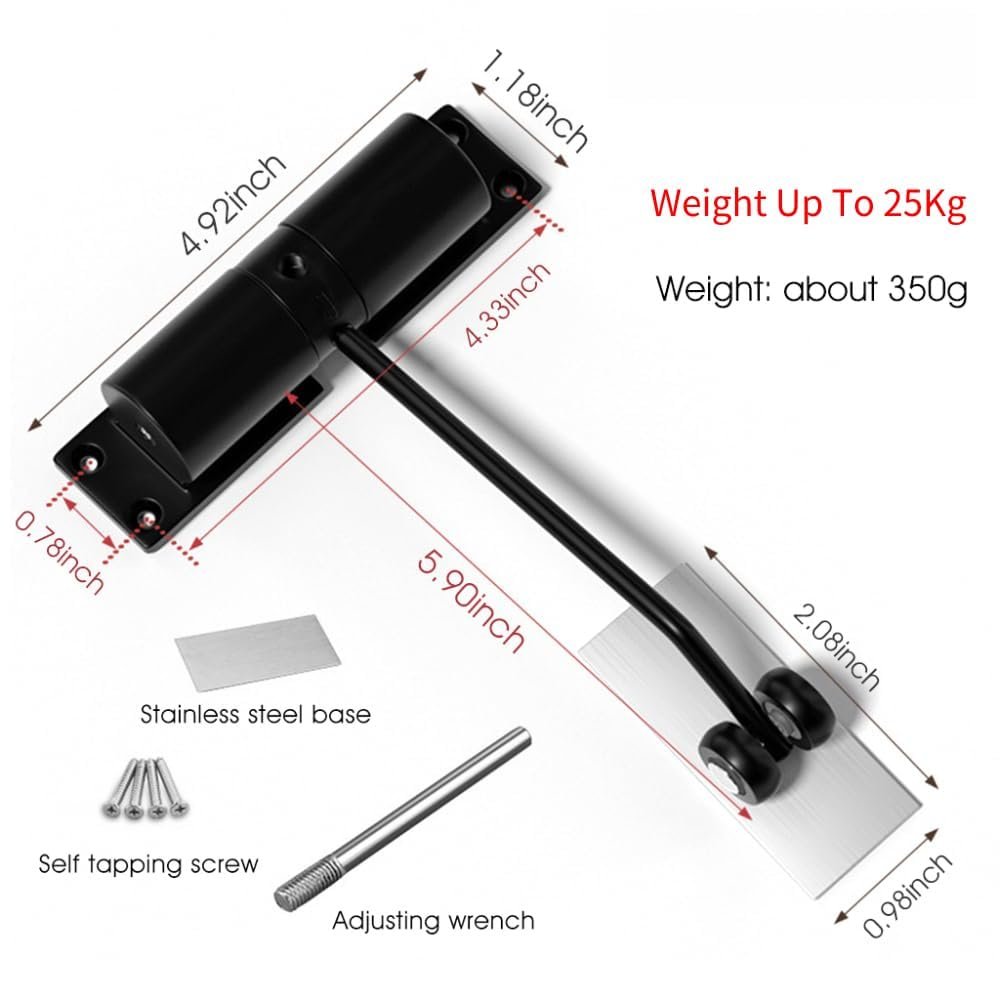 Automatic Door Closer ? Self-Closing Door Closer for Home & Office, Easy Installation, Adjustable Speed, Heavy-Duty Hydraulic Door Closer for Interior & Exterior Doors