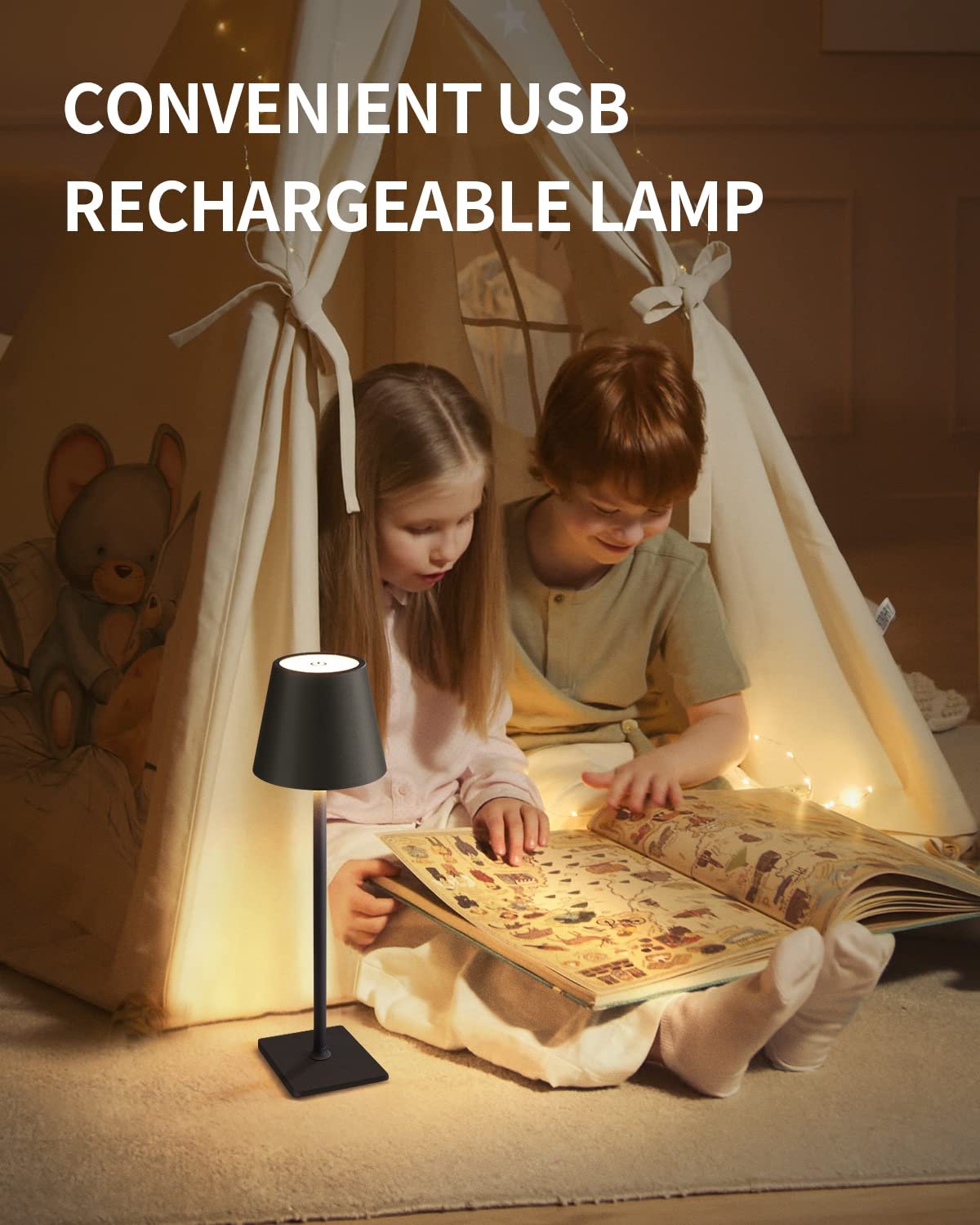 Cordless Table Lamp ? Rechargeable LED Desk Lamp with Touch Control & Dimmable Brightness, Portable Night Light for Bedroom, Study & Outdoor Use