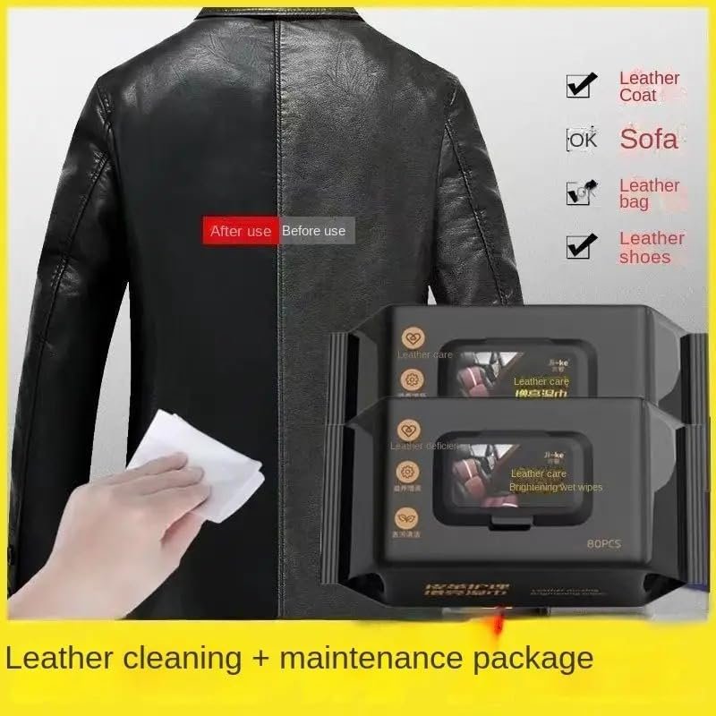 Leather Cleaning Wipes ? Pre-Moistened Wipes for Car Seats, Sofa, Shoes & Bags, Quick Shine & Conditioning Cleaner for All Leather Surfaces (Pack of 30/50/100)