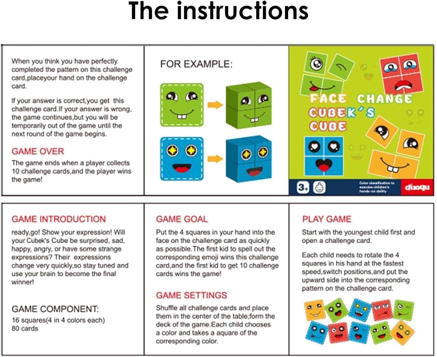 Face Change Cube Game ? Fun Expression Puzzle Block Game for Kids & Adults, 3D Matching Game with Challenge Cards, STEM Toy for Brain Development & Family Play