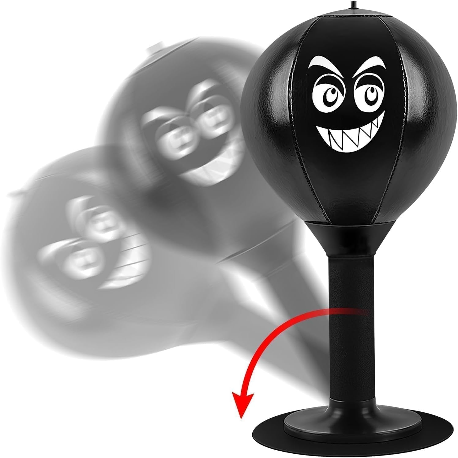 Black Desktop Punching Ball ? Office Stress Relief Speed Bag with Strong Suction Base, Mini Boxing Ball for Desk Focus & Fun, Durable PU Leather Build