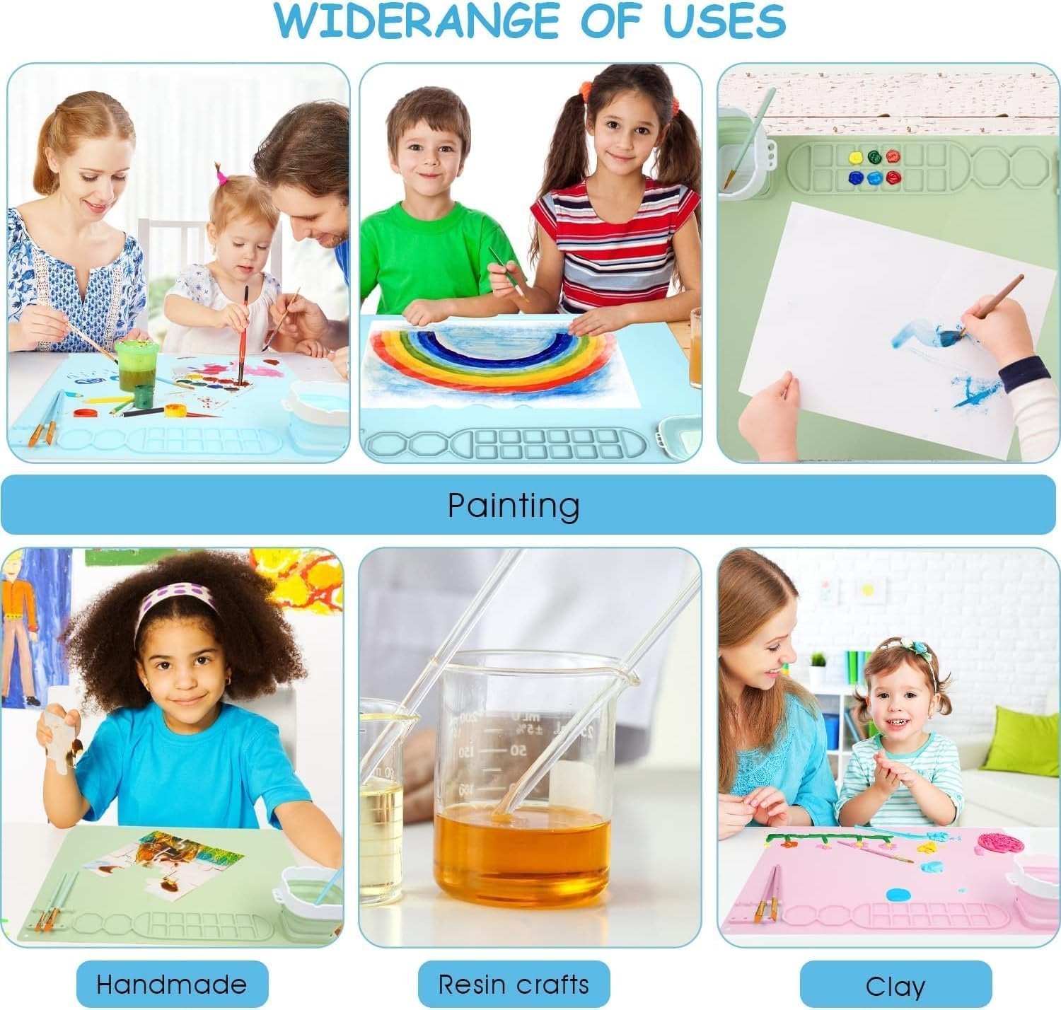 Silicone Painting Mat ? Non-Stick, Heat-Resistant Craft Mat for Resin, Painting, DIY Art & Kids Activities, Washable & Reusable Table Protector