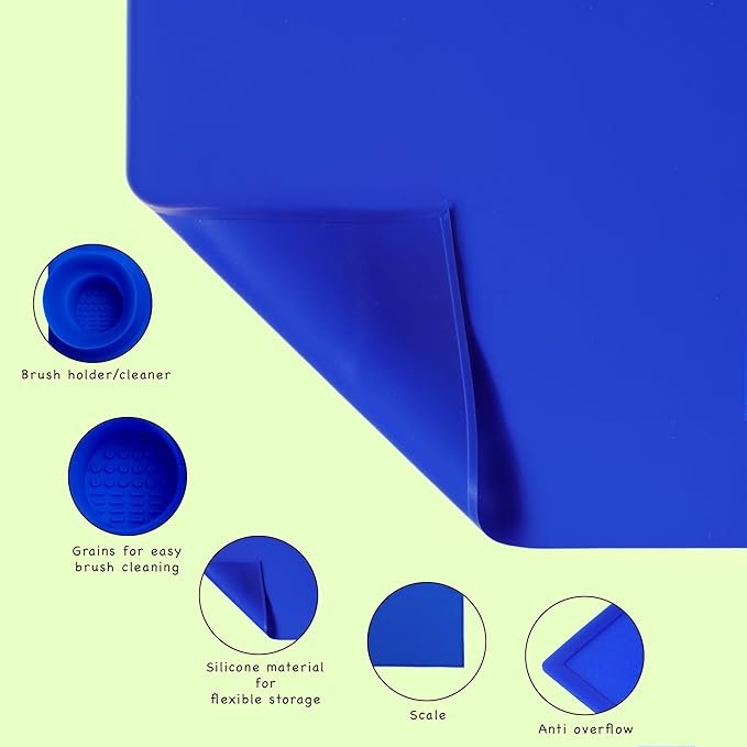 Silicone Painting Mat ? Non-Stick, Heat-Resistant Craft Mat for Resin, Painting, DIY Art & Kids Activities, Washable & Reusable Table Protector