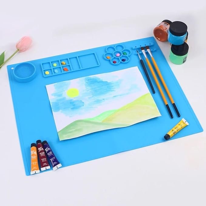 Silicone Painting Mat ? Non-Stick, Heat-Resistant Craft Mat for Resin, Painting, DIY Art & Kids Activities, Washable & Reusable Table Protector