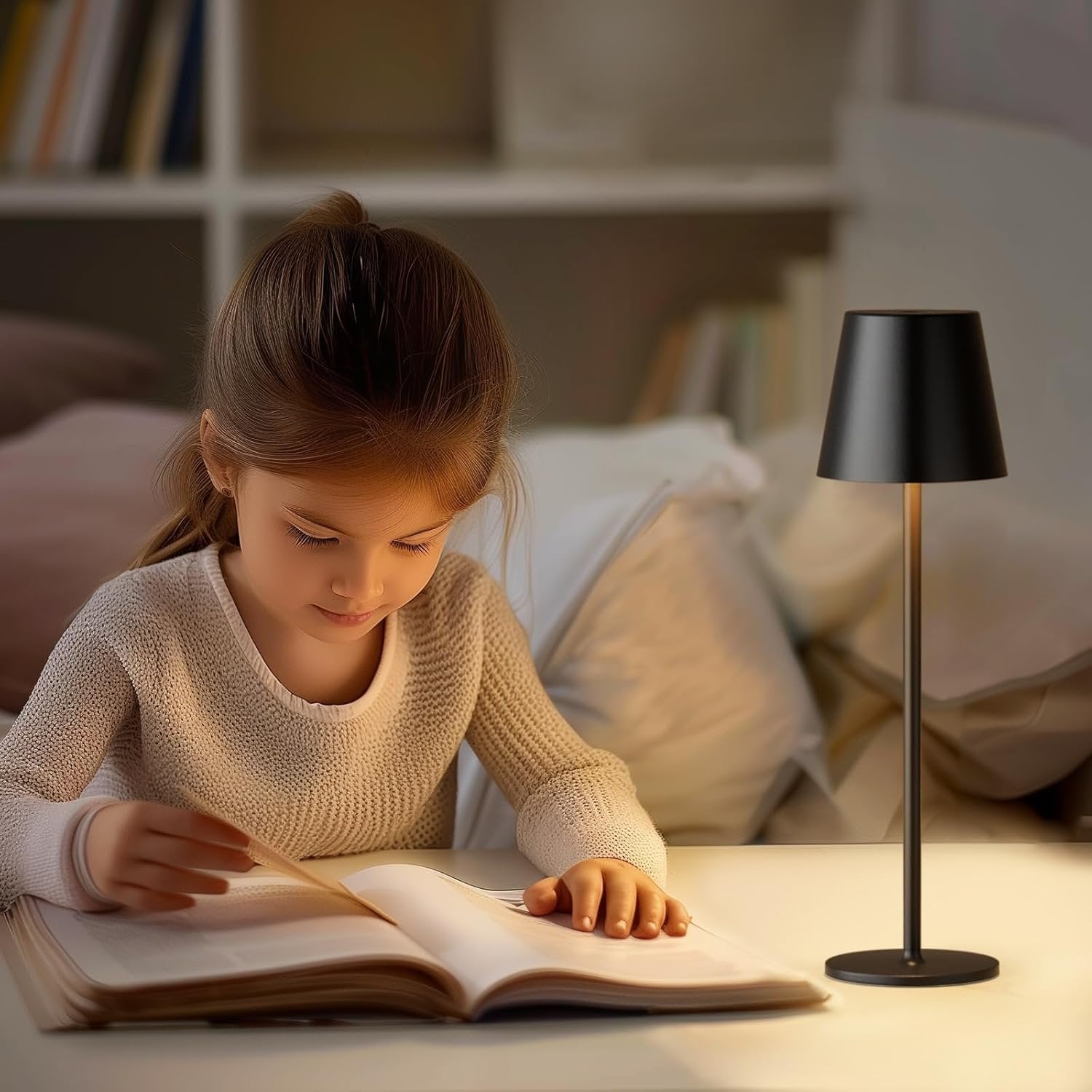 Rechargeable Table Lamp ? LED Touch Control Desk Lamp with Dimmable Brightness, USB Charging, Portable Battery Powered Light for Bedroom, Study & Office