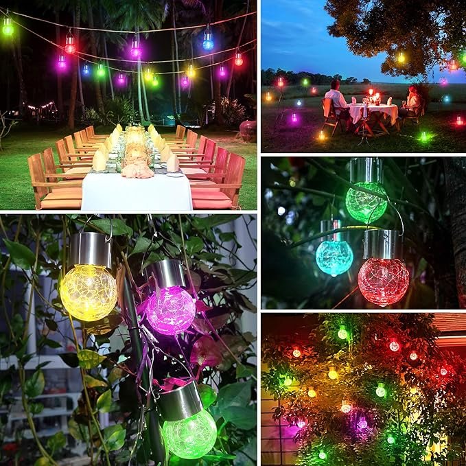Cracked Glass Solar Light ? Waterproof LED Garden Globe Lamp with Solar Charging, Decorative Outdoor Light for Patio, Yard, Balcony & Pathway