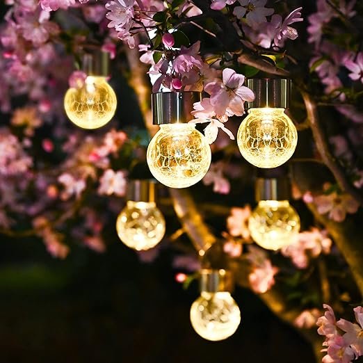 Cracked Glass Solar Light ? Waterproof LED Garden Globe Lamp with Solar Charging, Decorative Outdoor Light for Patio, Yard, Balcony & Pathway
