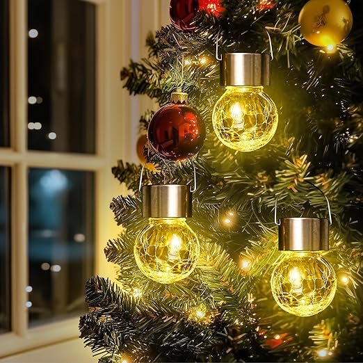 Cracked Glass Solar Light ? Waterproof LED Garden Globe Lamp with Solar Charging, Decorative Outdoor Light for Patio, Yard, Balcony & Pathway