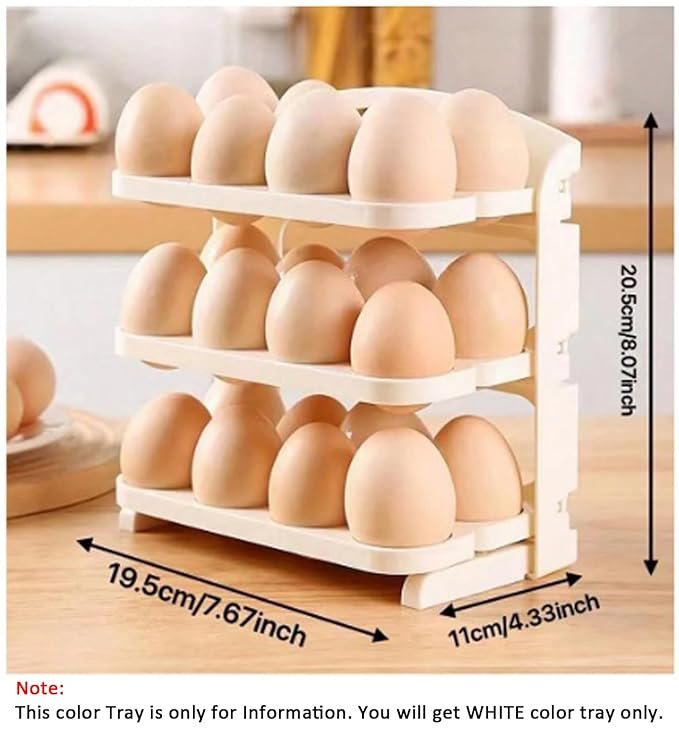 24 Grid Egg Storage Box ? Stackable Plastic Egg Holder with Lid, Refrigerator Organizer Tray for 24 Eggs, BPA-Free & Space Saving Design