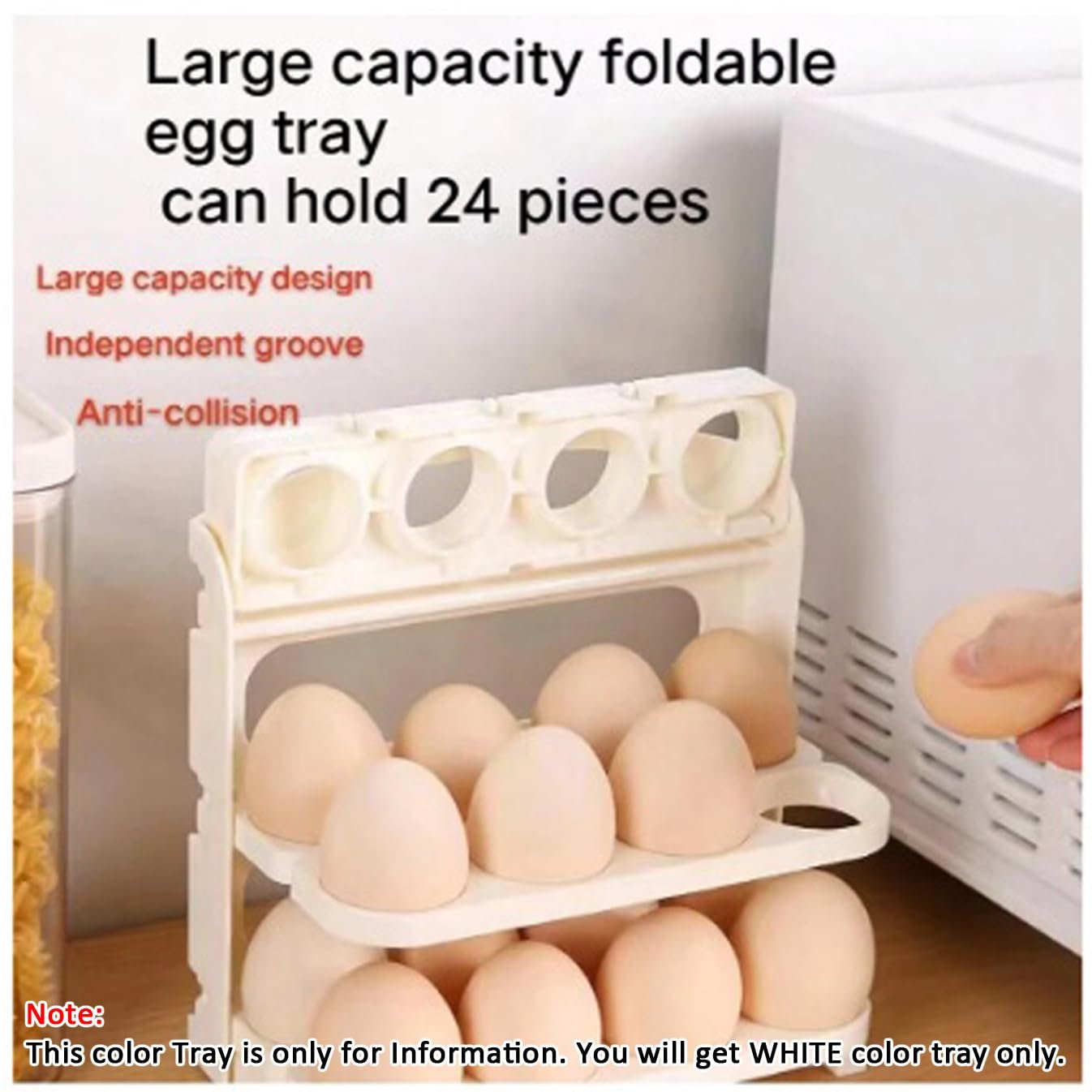 24 Grid Egg Storage Box ? Stackable Plastic Egg Holder with Lid, Refrigerator Organizer Tray for 24 Eggs, BPA-Free & Space Saving Design
