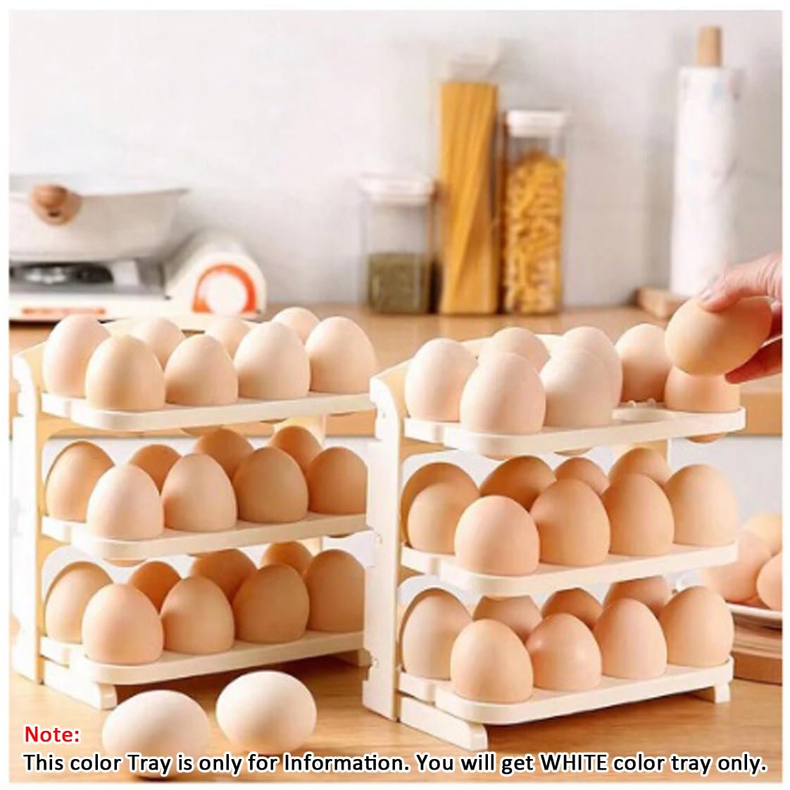 24 Grid Egg Storage Box ? Stackable Plastic Egg Holder with Lid, Refrigerator Organizer Tray for 24 Eggs, BPA-Free & Space Saving Design