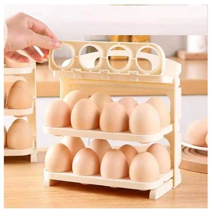 24 Grid Egg Storage Box ? Stackable Plastic Egg Holder with Lid, Refrigerator Organizer Tray for 24 Eggs, BPA-Free & Space Saving Design