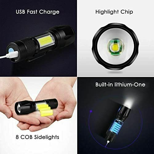 Rechargeable USB Mini Torch Light ? Compact LED Flashlight with Keychain Clip, USB Charging, Waterproof & Pocket-Sized for Travel, Camping & Emergency Use