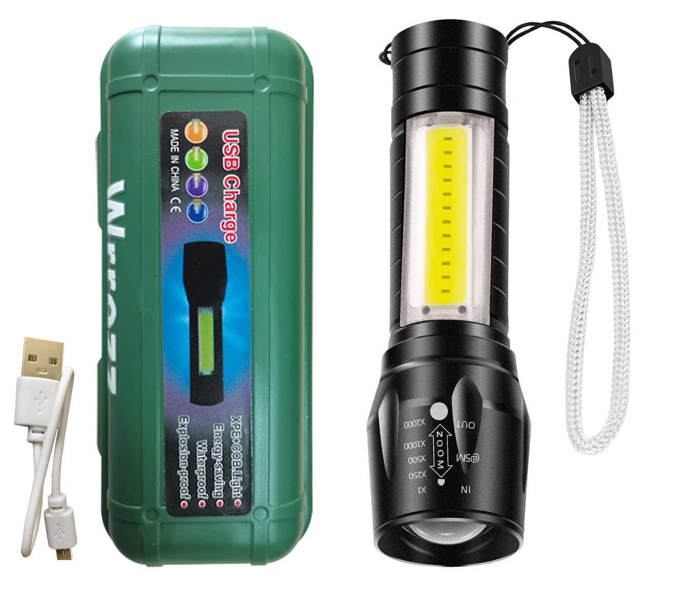 Rechargeable USB Mini Torch Light ? Compact LED Flashlight with Keychain Clip, USB Charging, Waterproof & Pocket-Sized for Travel, Camping & Emergency Use
