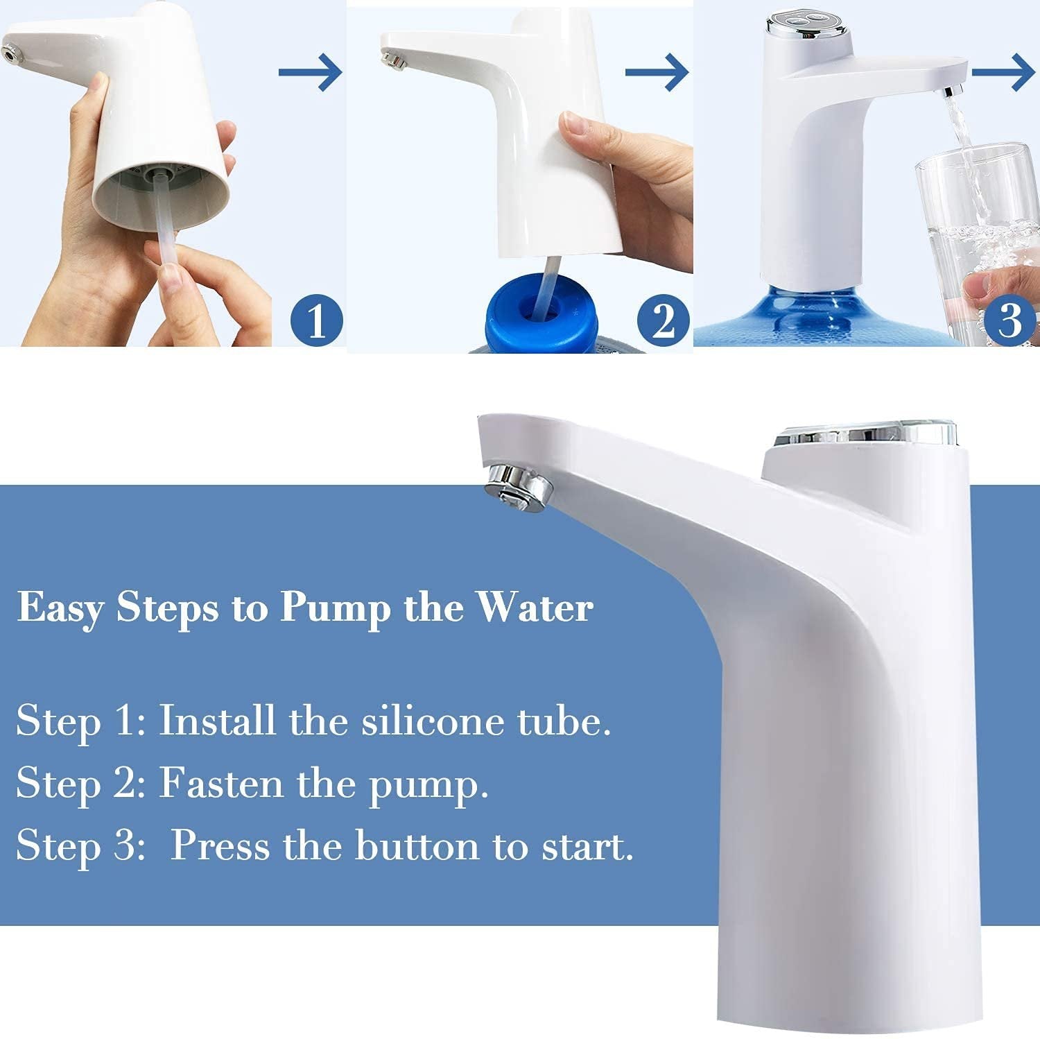 Touch Intelligent Electric Water Pump ? USB Rechargeable Automatic Water Dispenser for Bottles, One-Touch Switch, Portable Drinking Pump for Home & Office